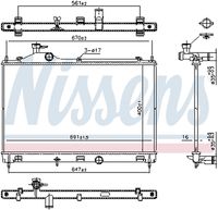 NISSENS 607027 - Radiador, refrigeración del motor