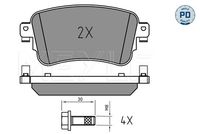 MEYLE 025 225 8818/PD - Juego de pastillas de freno