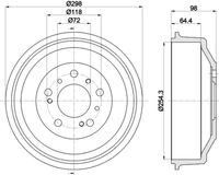 HELLA 8DT 355 300-061 - Tambor de freno