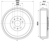 HELLA 8DT 355 303-341 - Tambor de freno