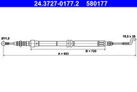 ATE 580177 - Cable de accionamiento, freno de estacionamiento