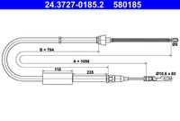 ATE 580185 - Cable de accionamiento, freno de estacionamiento