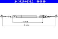 ATE 580839 - Cable de accionamiento, freno de estacionamiento