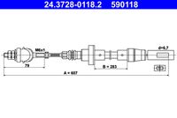 ATE 590118 - Cable de accionamiento, accionamiento del embrague