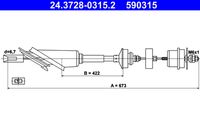 ATE 590315 - Cable de accionamiento, accionamiento del embrague