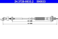 ATE 590833 - Cable de accionamiento, accionamiento del embrague
