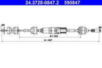 ATE 590847 - Cable de accionamiento, accionamiento del embrague