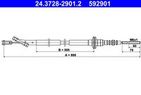 ATE 592901 - Cable de accionamiento, accionamiento del embrague