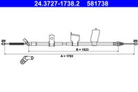 ATE 581738 - Cable de accionamiento, freno de estacionamiento