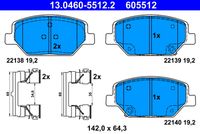 ATE 13.0460-5512.2 - Juego de pastillas de freno