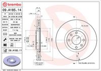 BREMBO 09.A185.14 - Disco de freno