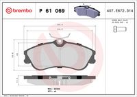 BREMBO P61069 - Juego de pastillas de freno - PRIME LINE