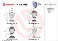 BREMBO P85038 - Juego de pastillas de freno - PRIME LINE